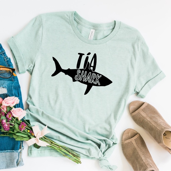 Bella Canvas Tops - Tai Shark Aunt Auntie Shark Family Unisex Shirt